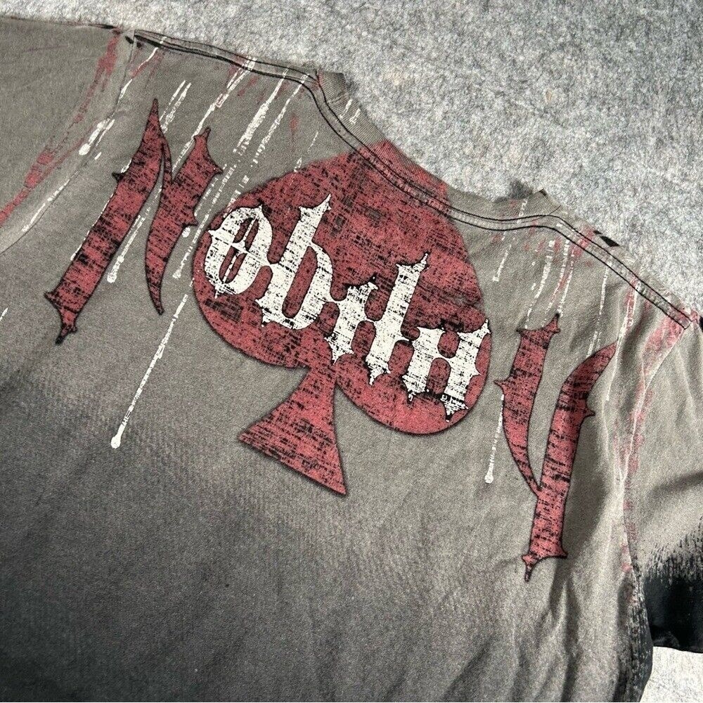 Nobility Shirt Men Medium Black Y2K Cybergoth Affliction AOP Skull Rare Emo Punk - Picture 8 of 9